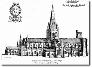 Catedral de Chichester alrededor del año 1650