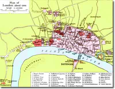 Mapa de Londres en 1300