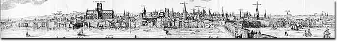 Imagen panoramica de Londres en 1616