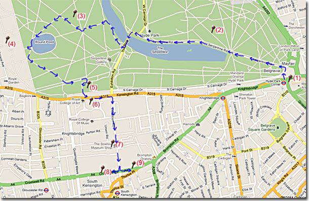 Mapa ruta 3 andando por Londres