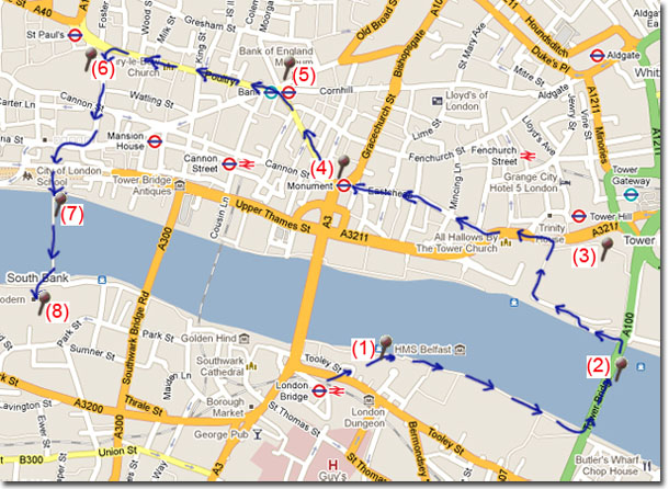 Mapa ruta 5 a pie por Londres