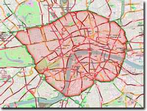 Mapa donde se aplica el Congestion Charge