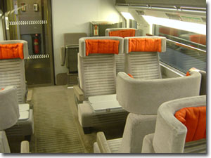 Interior de un vagon de Eurostar